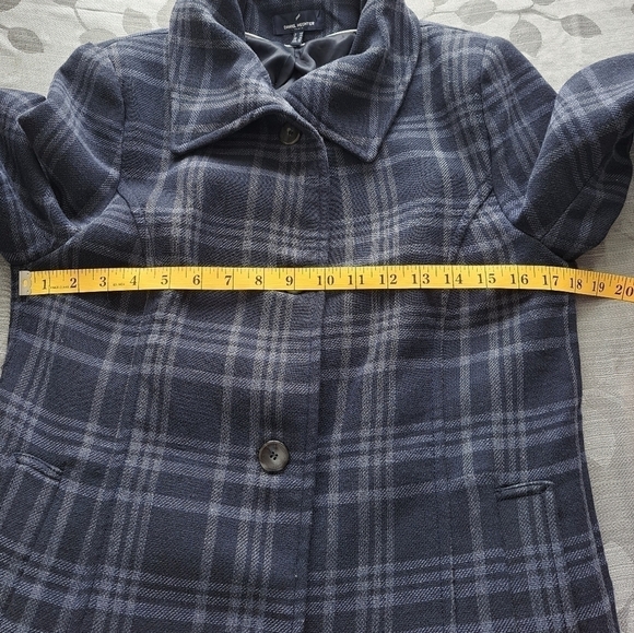 Daniel Hechter Paris navy blue plaid coat jacket trench - Picture 12 of 15
